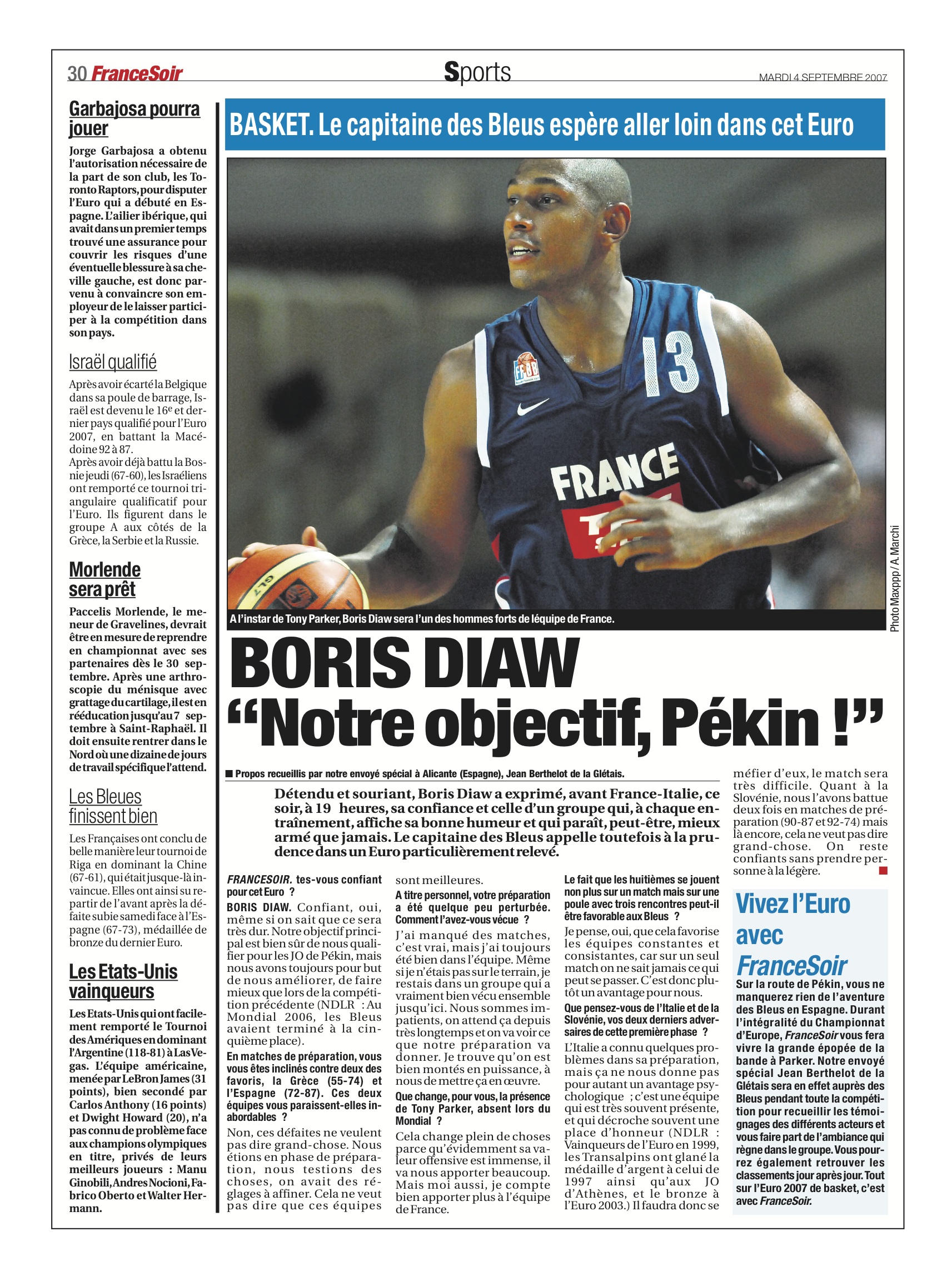 Boris Diaw : « Notre objectif, Pékin »
