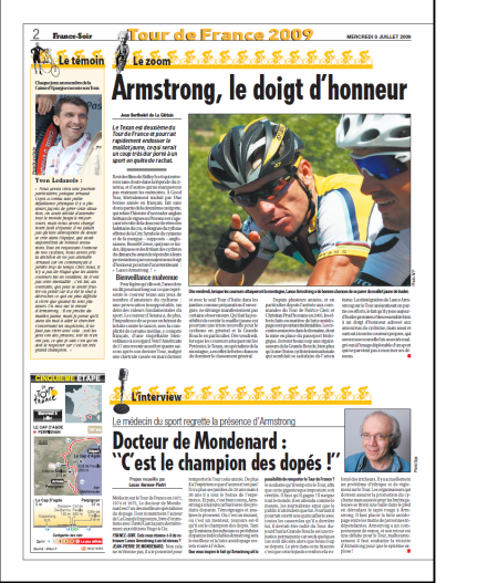 Armstrong, le doigt d'honneur