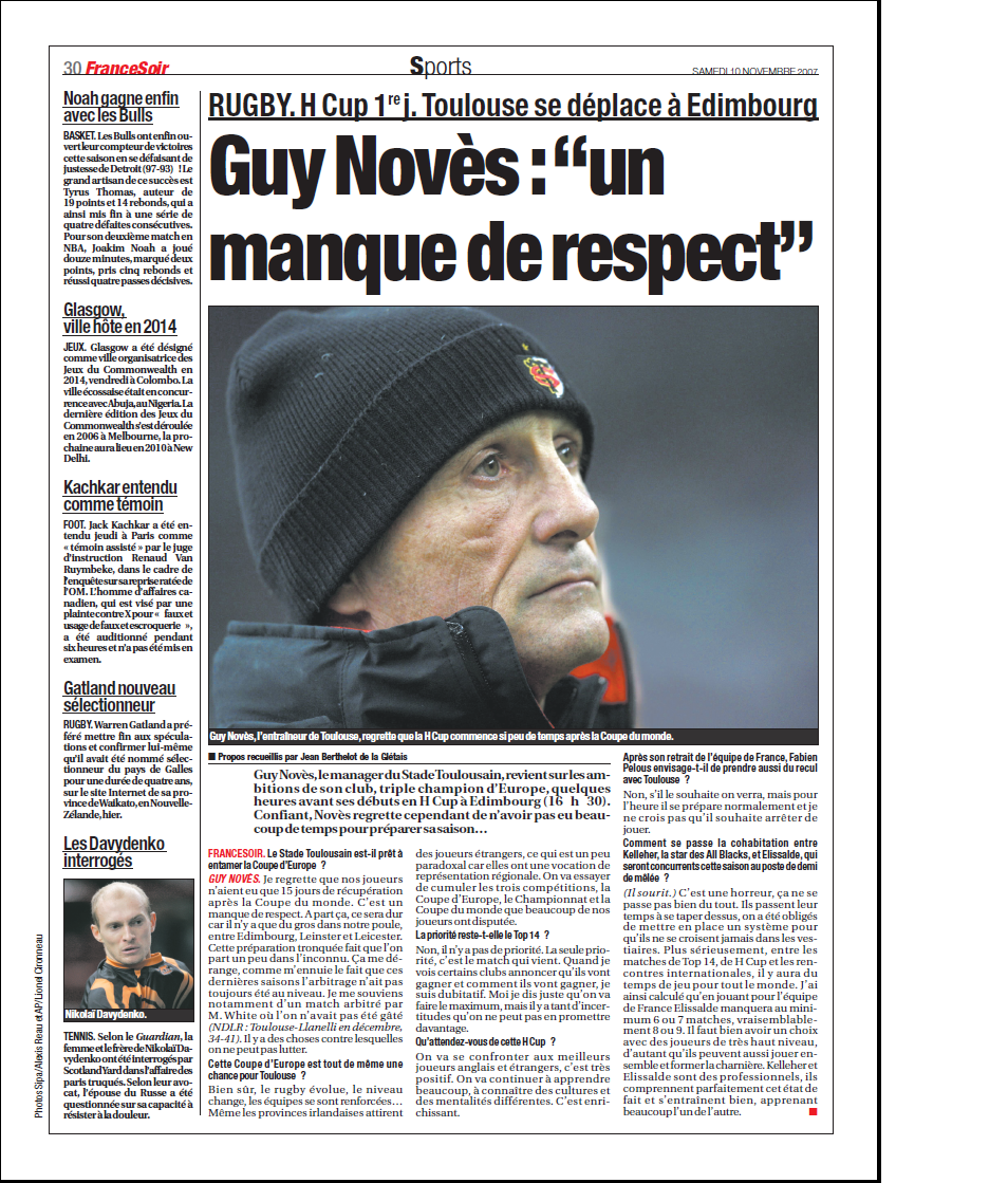 Guy Novès : « un manque de respect »