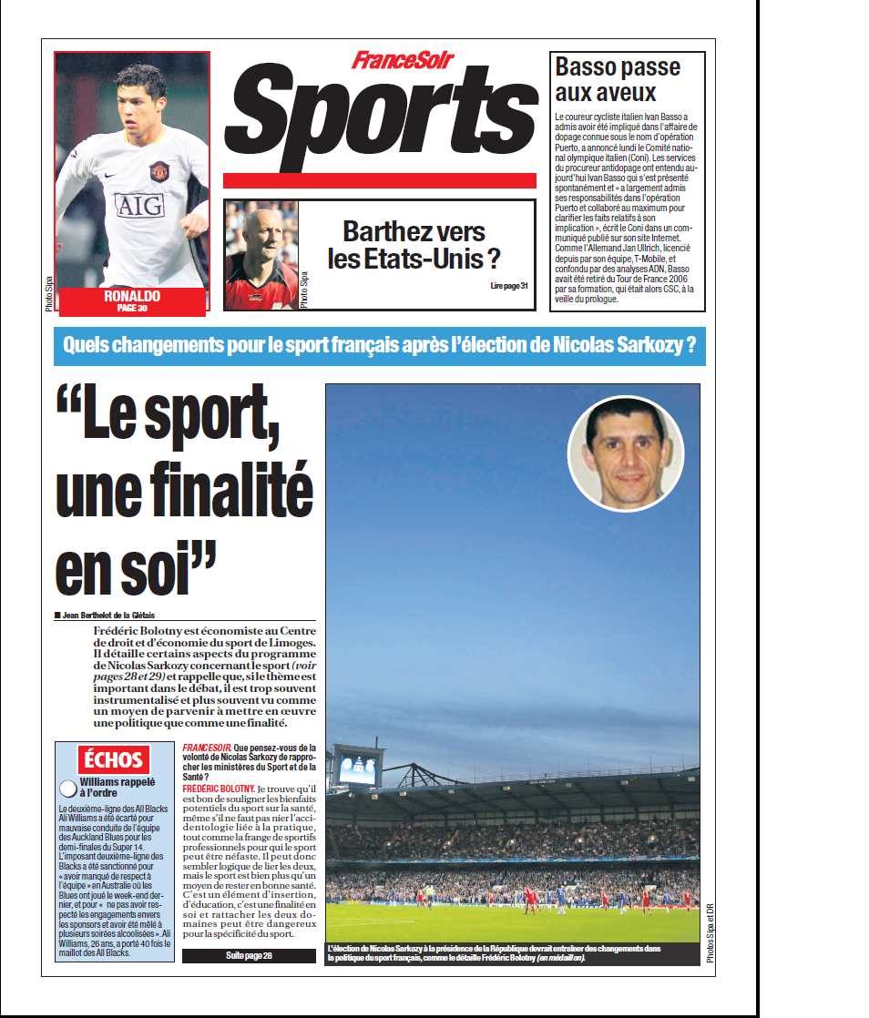 « Le sport, une finalité en soi »