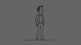 Animation dessinée de Jean Berthelot exerçant son métier de journaliste