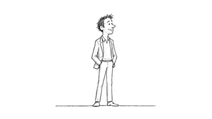 Animation dessinée de Jean Berthelot exerçant son métier de journaliste